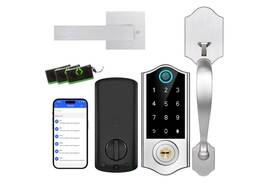 Da2h-sn Harfo Fingerprint Touchscreen Smart Door Lock With Handle Set Satin Nickel