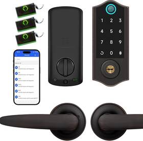 Da2l-ag Harfo D02 Fingerprint Smart Door Lock With Lever Handleset Aged Bronze Keyless