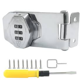 Zq20250607-403 Harskiyer Mechanical Password Rotary Hasp Locks 3 Digit Inch Silver