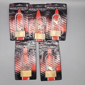 Tl7305l Hawk Brass Lock 50mm Long Shank Padlock Gates Doors Extra Keys Lot Of 5 Nos