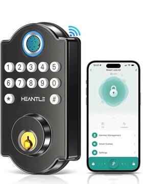 A2-bbft-hnt Heantle New Smart Door Lock With Fingerprint And Bluetooth Wifi Matte Black