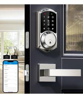 M2-bbflht-hnt Heantle Smart Deadbolt Wifi Front Door Lock Set With Levers Keyless Entry Digital Keypad