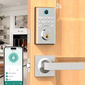 M2-sbflst-hnt Heantle Wifi Keyless Entry Door Lock - Smart Handle Set With Keypad Fron