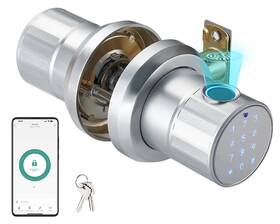 77a-silver Hiencetec Fingerprint Door Lock Keyless Entry Smart Biometric Knob With Keypad