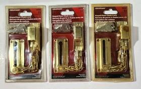 852232 Hillman 3 Packs Keyed Door Chain Lock Locks New Old Stock W Keys Brass