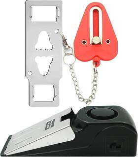 Hnhmt 744110847260 Portable Door Lock And Stop Alarm Set Dual Protection Home Security Kit