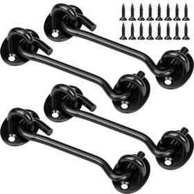 Hoaoh 782924151319 4 Pack Hook And Eye Latches Inch Black Stainless Steel Barn Door Lock Solid