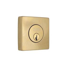 Home Decorators Collection 050134011700 Square Brushed Gold Single Cylinder Deadbolt