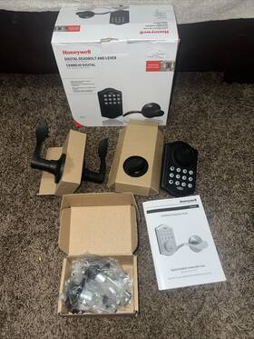 Honeywell 814113013747 Matte Black Cylinder Electronic Deadbolt Lighted Keypad