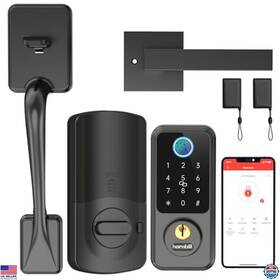 B0bhz9xj9j Hornbill Keyless Smart Lock With Handle Set - Bluetooth Fingerprint Deadbolt For Doors
