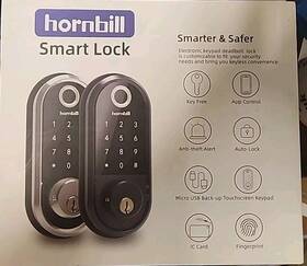 Hbus-zns-y001-gld-kit Hornbill Fingerprint Door Lock With Keypad Bluetooth Electronic Keyless