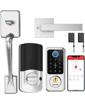 M1-sbfhs-h Hornbill Smart Lock With Keyless Entry Front Door Handle Silver