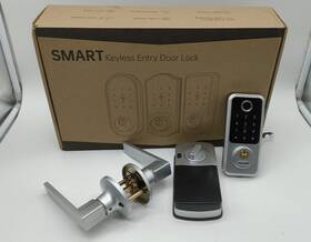 M1-sbflh-h Hornbill Smart Door Lock Handle Set - Keypad Deadbolt With Handles Silver