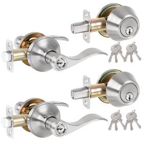 00095 Hosom 2 Pack Keyed Alike Front Door Lever Lockset With Single Cylinder