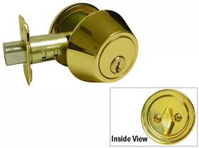 House Guard Hardware 700310258237 New Polished Brass Deadbolt Single Cylinder Door Lock Locks Gold Color Bright