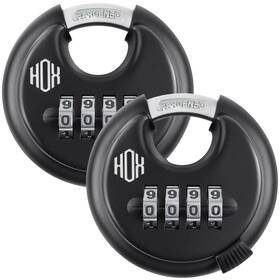 Hox 709226855769 Combination Lock 4 Digit Disc Padlock With 3/8 Inch 2 Pack Black