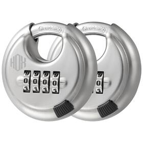Hox 709226855882 Combination Lock 4 Digit Disc Padlock With 3/8 Inch Hardened 2 Pack