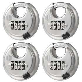 Hox 783970922595 Combination Lock 4 Digit Disc Padlock With 3/8 Inch Pack Silvery