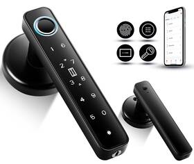 Ty194k Hutehoute 5-in-1 Smart Door Lock - Fingerprint And Keypad Knob 2 Ic Card Keys