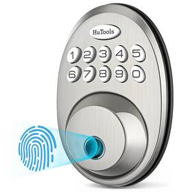 Ht02 Hutools 783911361636 Fingerprint Deadbolt Keyless Entry Door Lock With Keypad Nickel