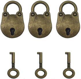 Bear-lock-3pcs-bz Hyamass 909073432222 3 Pack Small Bear Head Vintage Antique Padlocks With Keys Bronze