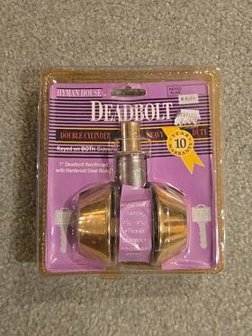 Hyman House 048037703167 Polished Brass Double Cylinder Deadbolt Lock Keyed Alike