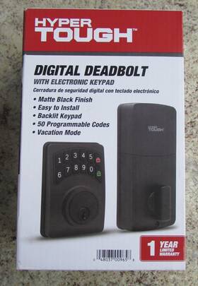 Hyper Tough 048037009658 New Digital Deadbolt With Electronic Keypad Matte Black Finish B1
