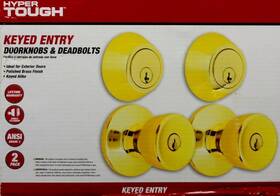 Ht3141-105 Hyper Tough Polished Brass Tulip Doorknob And Deadbolt Combo 4 Pack
