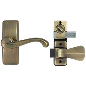 Ideal Security 056947414622 Door Lever With Deadbolt Lock For Storm And Screen Doors Antique Brass 3-pi