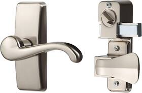 2-pie Ideal Security 056947414660 Door Lever With Deadbolt Lock For Storm And Screen Doors Satin Nickel
