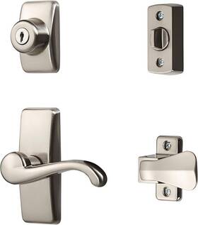 Hk01-i-099 Ideal Security Door Lever With Keyed Deadbolt Lock 4-piece Set Satin Nickel