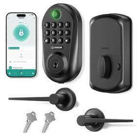 Loc350ybusir Ironzon Fingerprint Smart Door Lock For Front With 2 Lever Handle Set App Contr