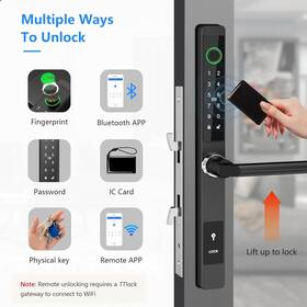 Jacchozhi 445031234292 Slim Smart Lock For Sliding Glass Door Waterproof Keyless