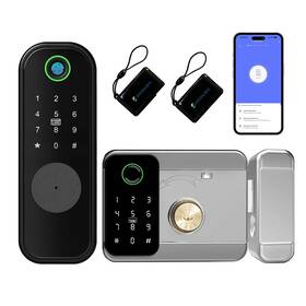 Jacchozhi 730425843806 Smart Gate Lock Double Sided Keypad Door Keyless Entry Fingerprint