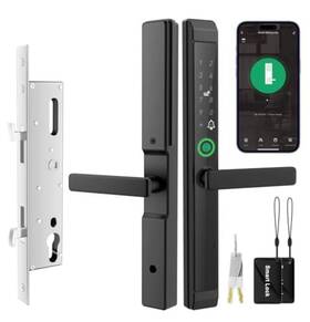 7852419635 Jnzch Sliding Door Smart Lock With Fingerprint Card App Key Touchscreen Black