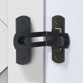 Kafenda 726312469020 90 Degree Privacy Barn Door Latch - Right Angle Locking New 2 Large Black