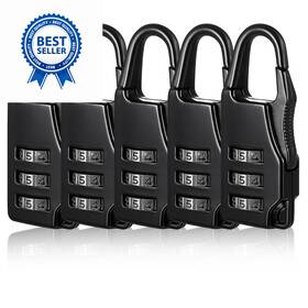 Pxmwdg9r Kalione 738417 1 5 Packs Combination Luggage Lock 3 Digit Combinations Padlock Black