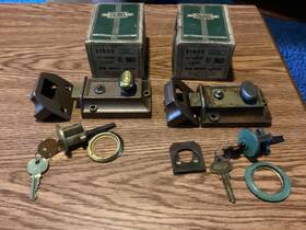 51030 Keil Vintage 2 Brass Lock Set Keys Dead Bolt With Box Rim Night Latch