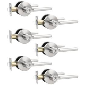 38337 Knobelite Satin Nickel Interior Door Handle With Privacy-6pack