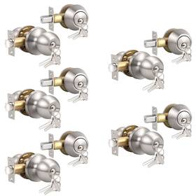 Knobonly 710328085909 5 Set Keyed Same Entry Door Knob With Single Cylinder Deadbolt One Keyway