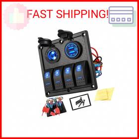 Kohree 313049129152 4 Gang Marine Boat Rocker Switch Panel Usb 12v Waterproof Led L