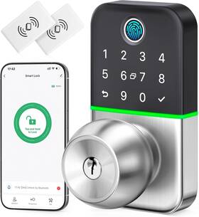 Kucacci 313050273271 Keypad Smart Door Lock With Knob Keyless Entry Fingerprint For Fro