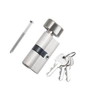 60mm-sn Kvosit 60mm Solid Brass Lock Cylinder With 3 Keys Satin Nickel Color