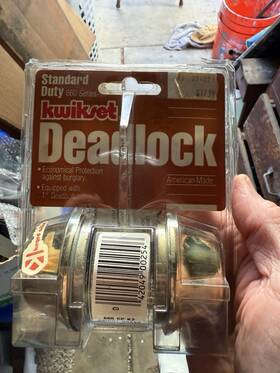 Kwikset 042049002300 Vtg 660 Single Standard Cylinder Deadlock And Keys - Bright Brass/ Gold