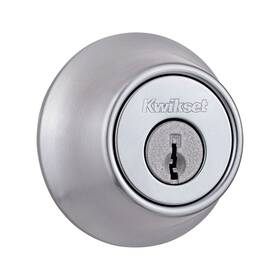 Kwikset 042049090420 660 Deadbolt Lock Satin Chrome Round Exterior Keyed Front Entry Doo