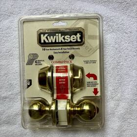 992j Kwikset 042049367119 Polished Brass Knob Single Cylinder Deadbolt Combo Pack New Sealed