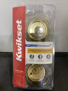 96650-494 Kwikset 042049975321 665 3 Cp Rcal Rcs K6 Dual Cyl Deadbolt Lock Brass Gold New