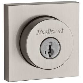 158sqt-15s.strkp Kwikset Halifax Square Rose Single Cylinder Deadbolt Smartkey Satin Nickel