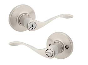 Kwikset 224571813709 Balboa Satin Nickel Keyed Entry Door Handle Featuring Smartkey Security