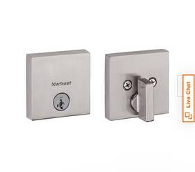 258sqt15smtcpk4 Kwikset Downtown Satin Nickel Low Profile Square Deadbolt Smartkey Lock